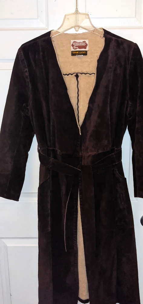 Genuine Leather& suede coat. Long
